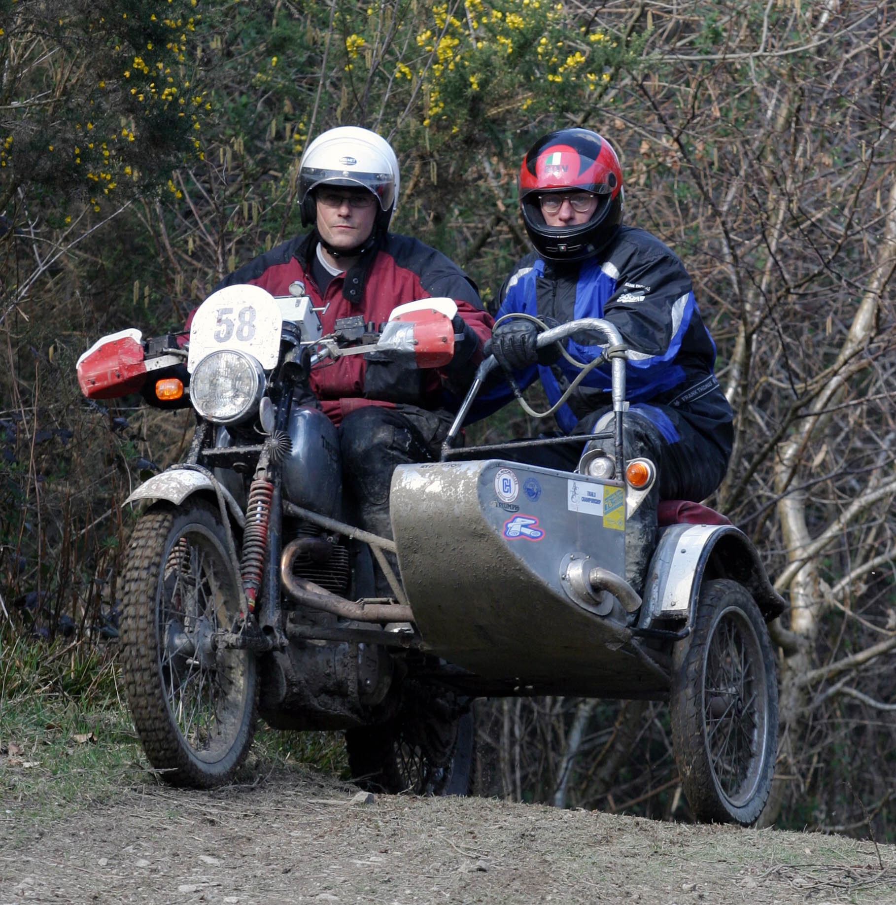 Team Robert motorcycle trials team in action - Bob Blackman on the right